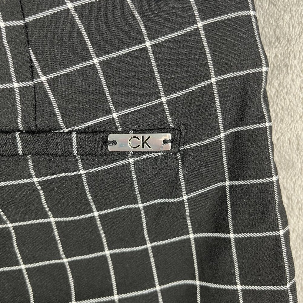 Calvin Klein Women’s Pants Size 4 Black White Plaid Stretch Leggings Workwear - Picture 4 of 9